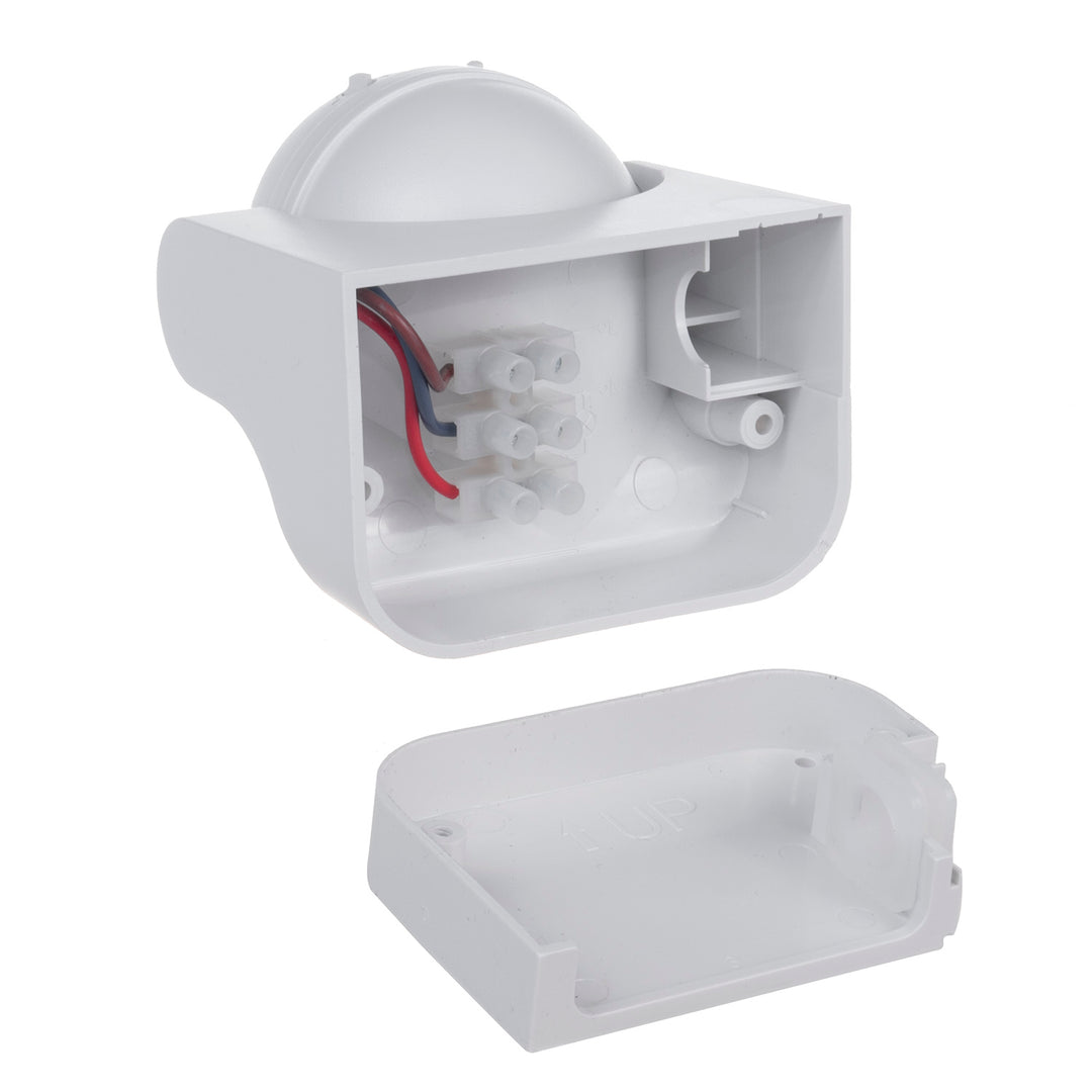 Maclean MCE358 W Sensor de Movimiento por Infrarrojos Sensor PIR de 180° con Sensor Crepuscular Infrarrojo IP44 | Uso en Interiores y Exteriores | Alcance hasta 12 m | Carga 300/1200W