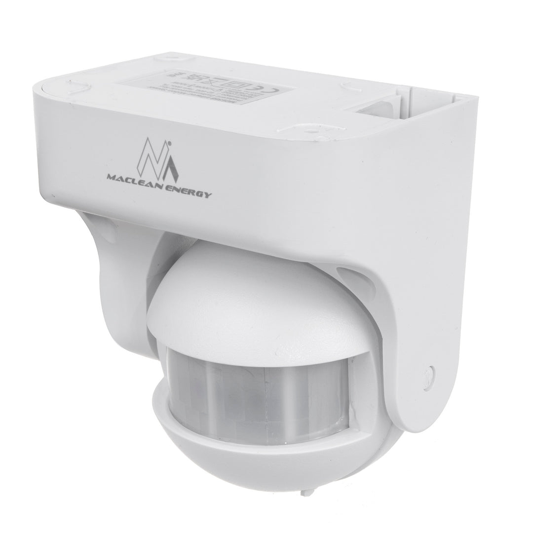 Maclean MCE358 W Sensor de Movimiento por Infrarrojos Sensor PIR de 180° con Sensor Crepuscular Infrarrojo IP44 | Uso en Interiores y Exteriores | Alcance hasta 12 m | Carga 300/1200W