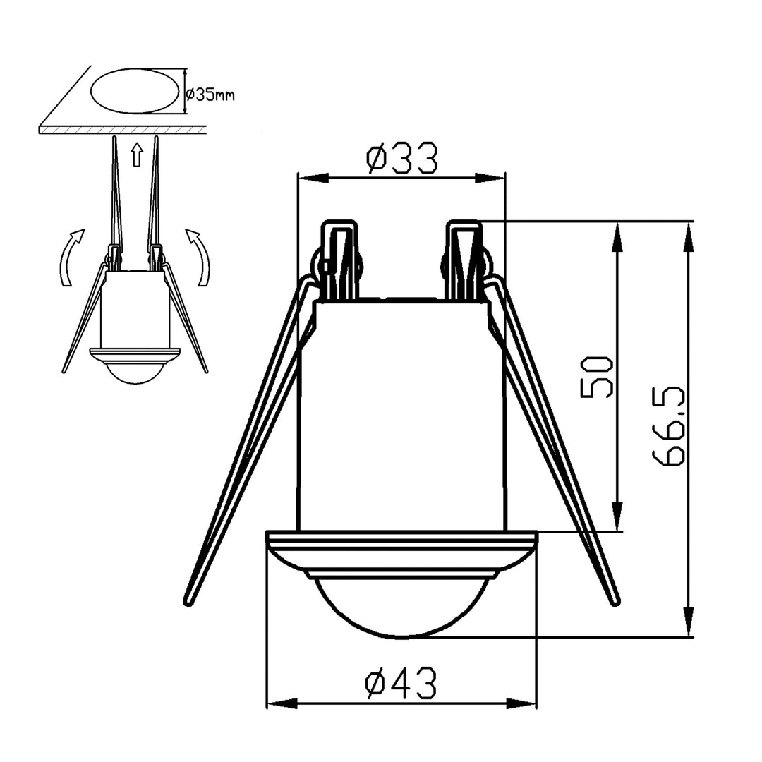 Maclean MCE359 PIR Bewegingssensor Plafondinbouw Inbouw Bereik 6m Max. belasting 300/150W 360° Detectiehoek