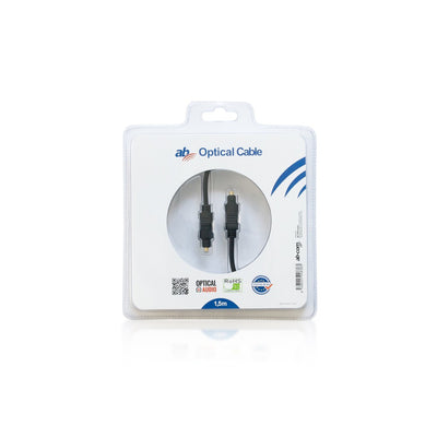 ABCom Slim Toslink T-T Optical Cable 1.5m High Quality Lossless Transmission RoHS Compliant Premium Quality