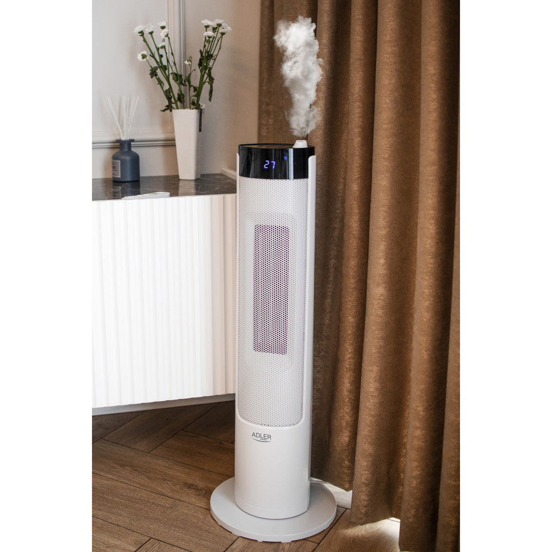 Adler AD 7730 2in1 LCD Tower Heater with Humidifier 2200W Ceramic Heating Element Fan Only Mode Thermostat Timer Oscillating