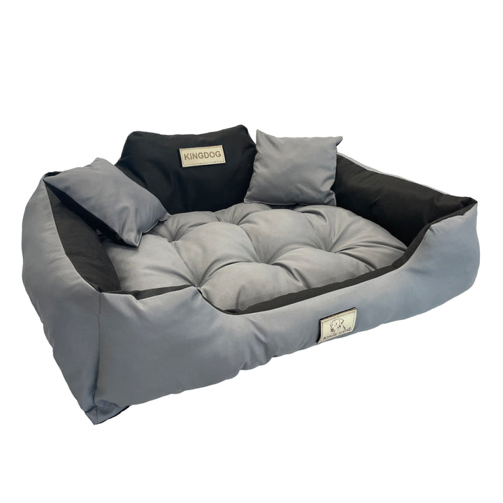 Cama grande para perros y gatos 75 x 65 gris oscuro - Kingdog talla M