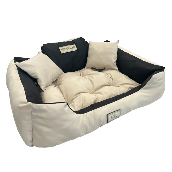 KingDog Dog and Cat Bed with Two Cushions Dog Basket Pet Bed Washable Waterproof PVC Material Size M