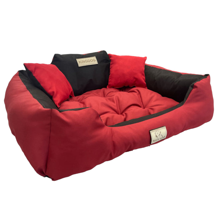 KingDog Dog and Cat Bed with Two Cushions Dog Basket Pet Bed Washable Waterproof PVC Material Size M