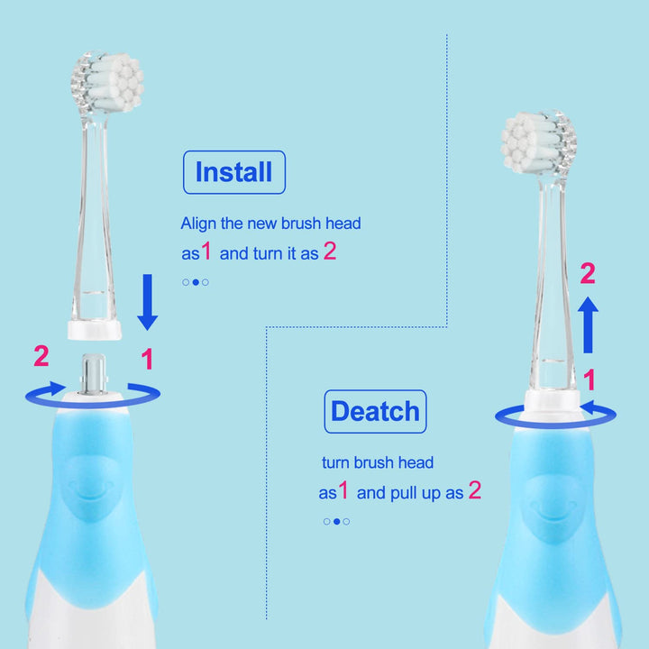 SEAGO SG-513 Set of Spare Toothbrushes Tips for SG-513 SEAGO, 4 pcs, Transparent Colour, for Children, Refill