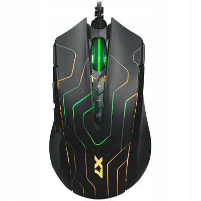 A4Tech X89 Maze Gaming Wired Optical Mouse Oscar Neon Gaming réglable DPI 2400 3 Gaming Modes Thumb Buttons Neon Lighting Effects