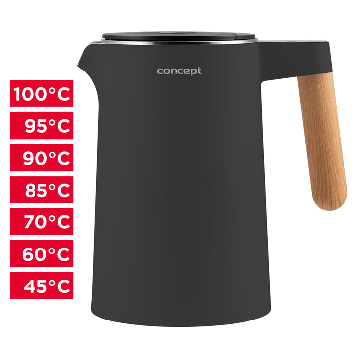 Concept RK3302 - Waterkoker 1.5L met temperatuurregeling 2200 W | Antraciet