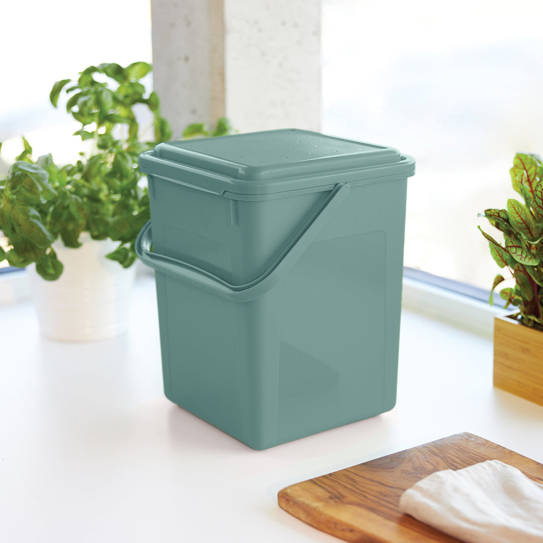 Cubo de compostaje con filtro de carbón Rotho Bio 9L verde oscuro