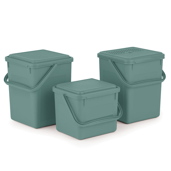 Cubo de compostaje con filtro de carbón Rotho Bio 9L verde oscuro