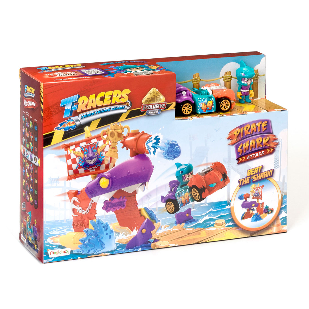 Ensemble T-Racers Pirate Shark Playset véhicule exclusif coffret de jeu