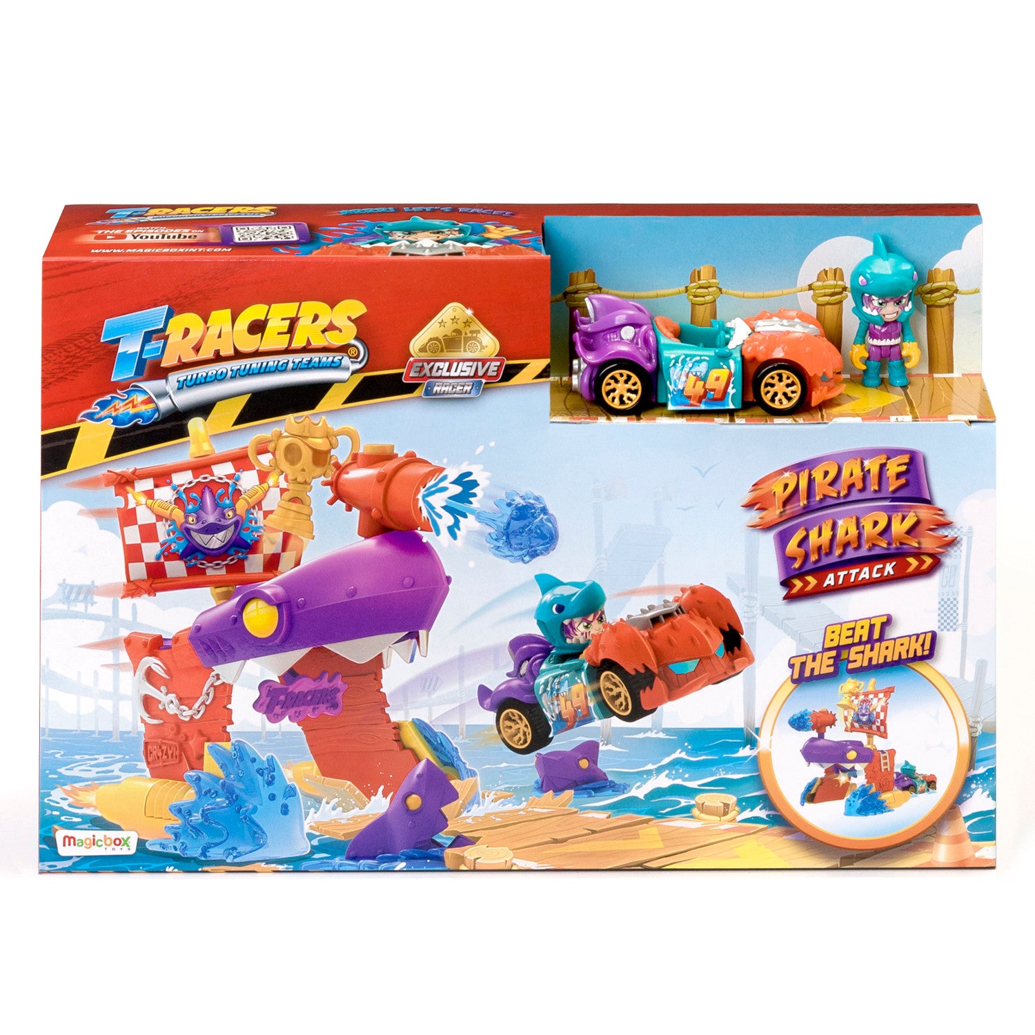 Tr Racers T T-Racers Pirate Shark Playset Exclusive Vehicle Car Figurine Ship ...