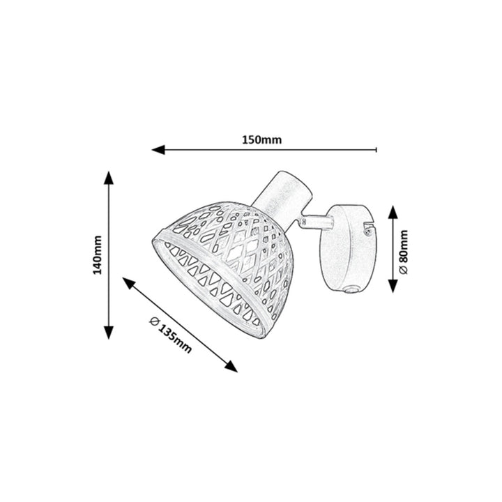 Lampada in rattan, ind.spot.E14 1xMax15W, nero - lampada da parete