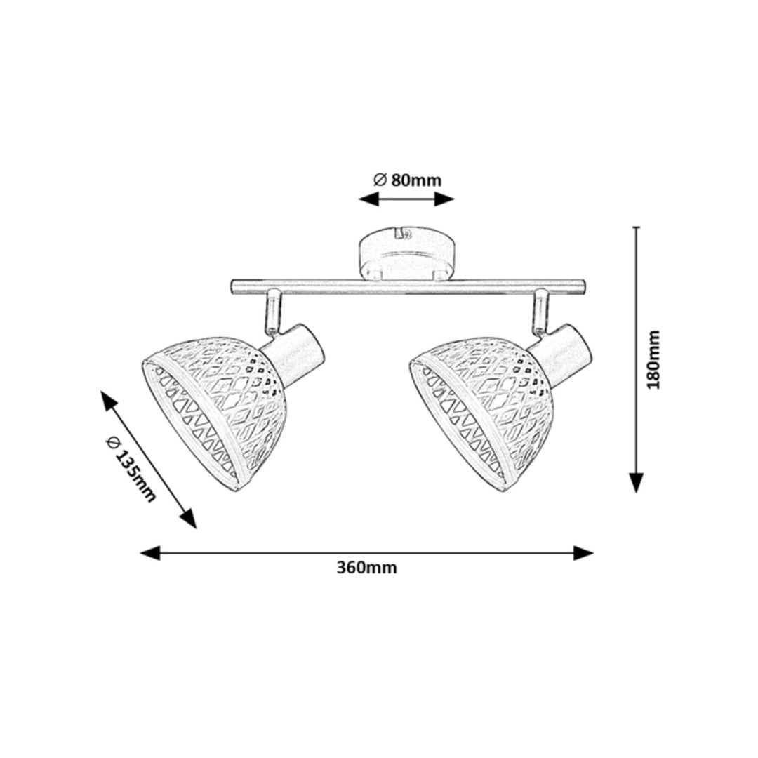 RattLampa Rattan, ind.spot.E14 2xMax15W, nero- lampada da soffitto