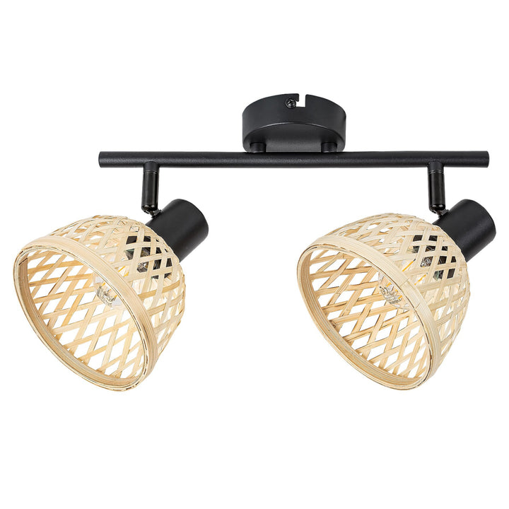 RattLampa Rattan, ind.spot.E14 2xMax15W, nero- lampada da soffitto