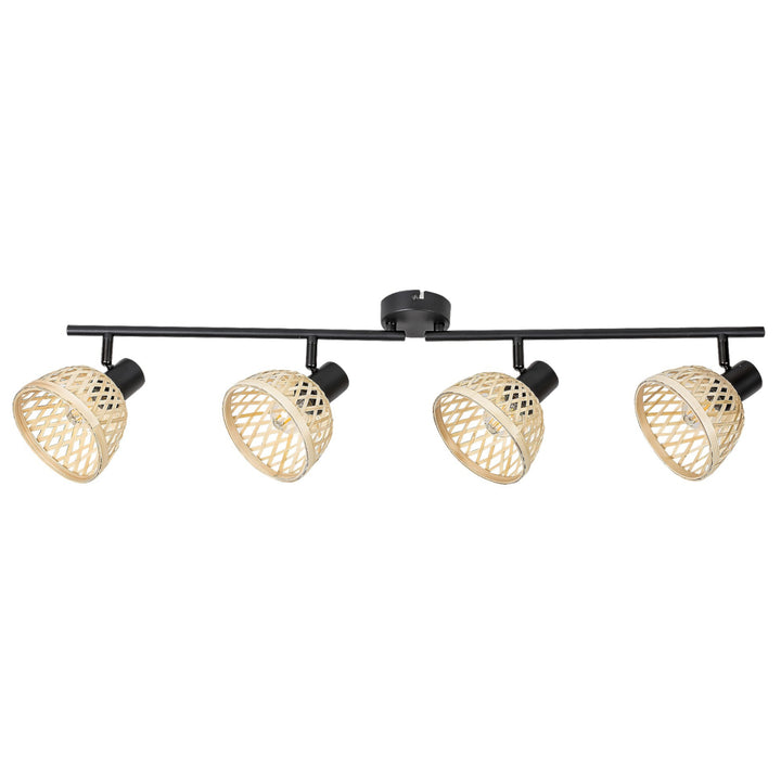 Rattan, ind.spot.E14 4xMAX15W, nero - lampada da soffitto