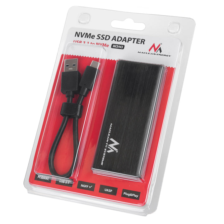 NVMe SATA SSD M.2 Gehäuse NVMe (PCIe), NGFF (SATA) Unterstützt USB 3.1 2230/2240/2260/2280 USAP Kompatibel mit PC und Mac Aluminium Plug&Play Schwarz