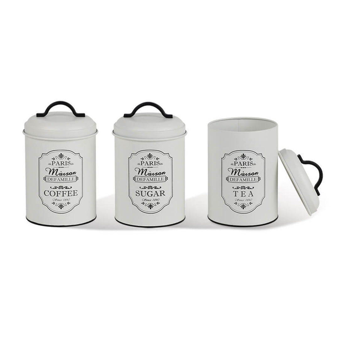 Boîtes métal rétro set de 3 Thé, café, sucre 19 x 11 x 8 cm Boîtes métal rétro set de 3 Thé, café, sucre 19 x 11 x 8 cm