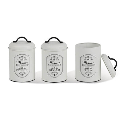 Contenants d'entreposage Cuisine Set 3 PCS Jar Metal Sugar Coffee Tea