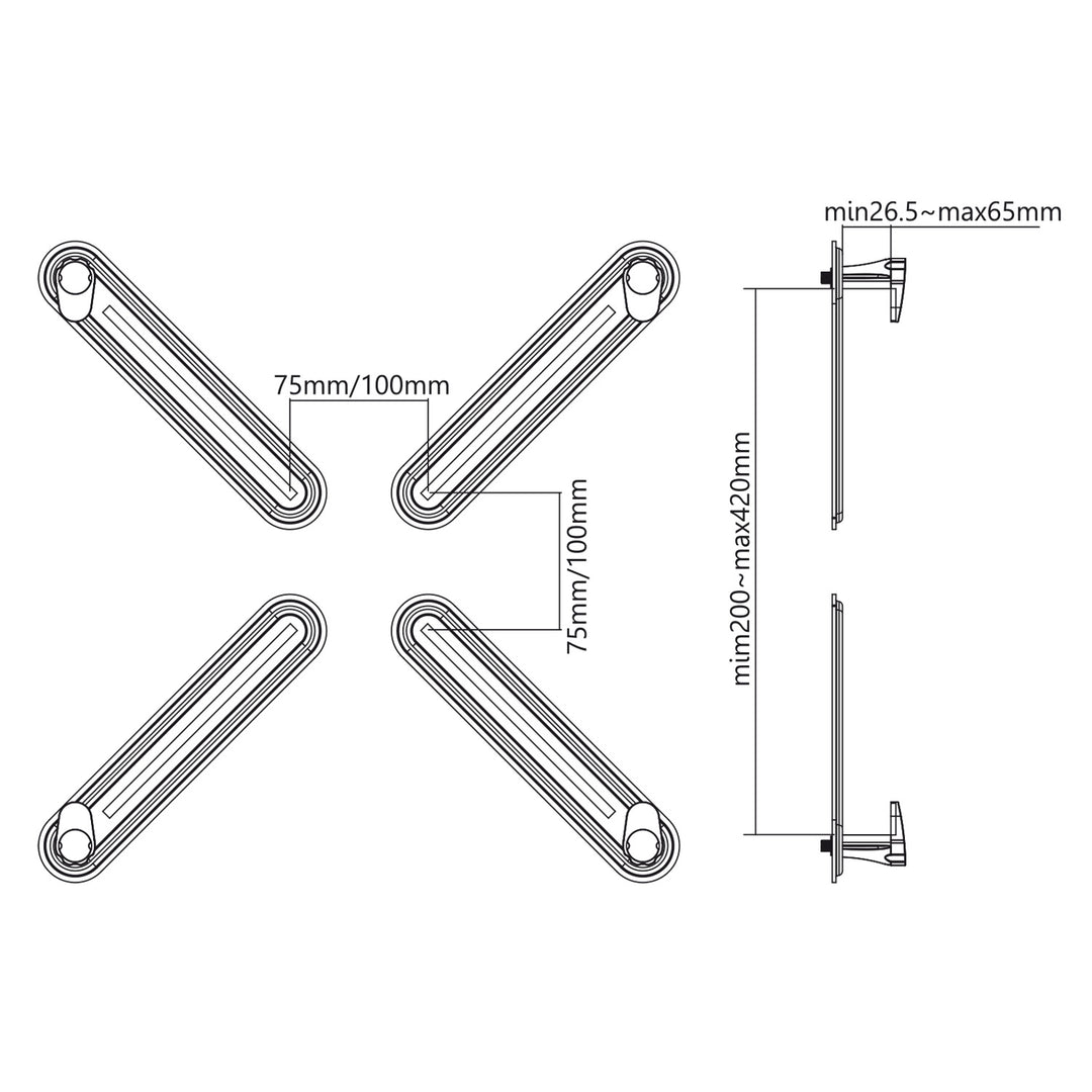 Adaptateur pour écrans sans norme VESA (sans trous) Maclean MC-899, noir, 13"-27", 8kg max