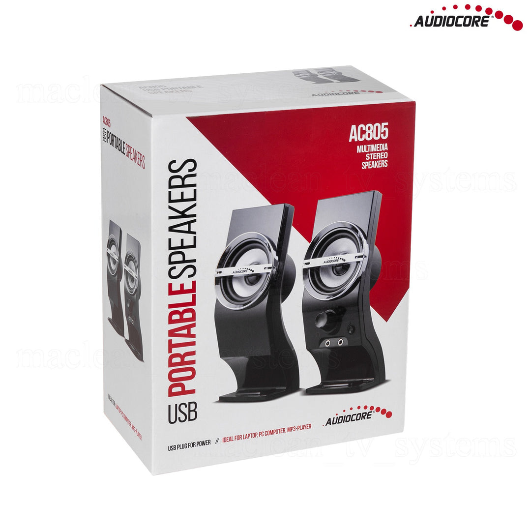 Altavoces estéreo para ordenador negros USB 6W Audiocore AC805