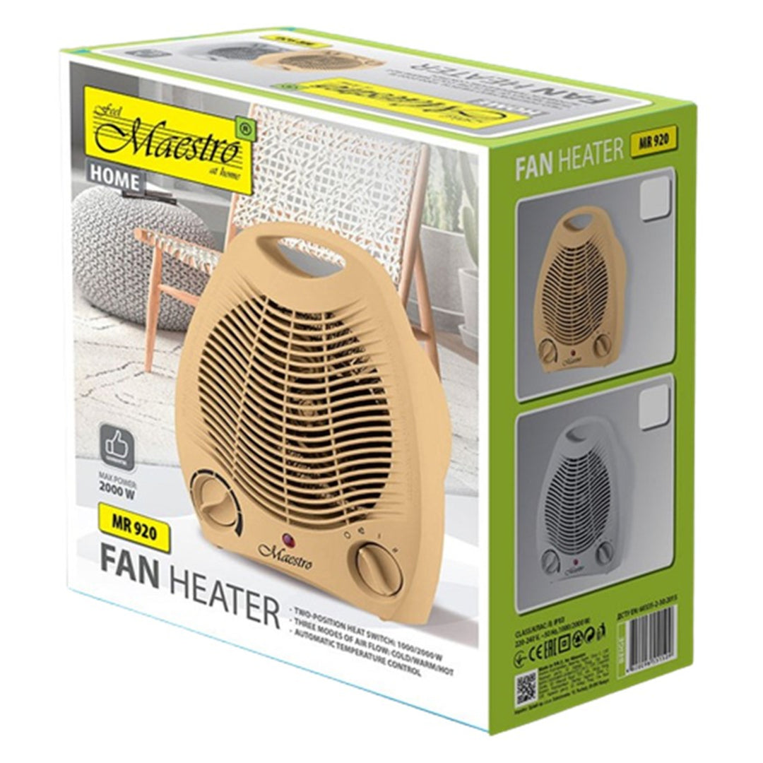 Termoventilador Calentador eléctrico 2000W Beige Tiene dos modos de funcionamiento: modo ventilador