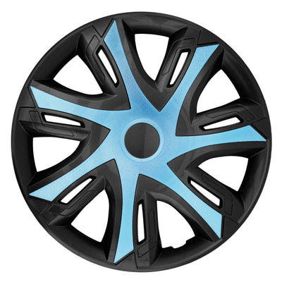 N-Power Tapacubos para Ruedas Steel Rms Bicolor Juego de 4 Tapacubos Coche KFZ Vehículo Plástico ABS Azur Negro, 16"