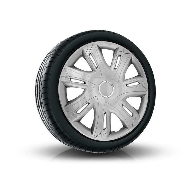 Supernova Enjoliveurs de roue pour jantes en acier 4X Jeu de 4 enjoliveurs de roue pour voiture Véhicule automobile Convient à la plupart des marques et des jantes Plastique ABS (peint en argent, 14")