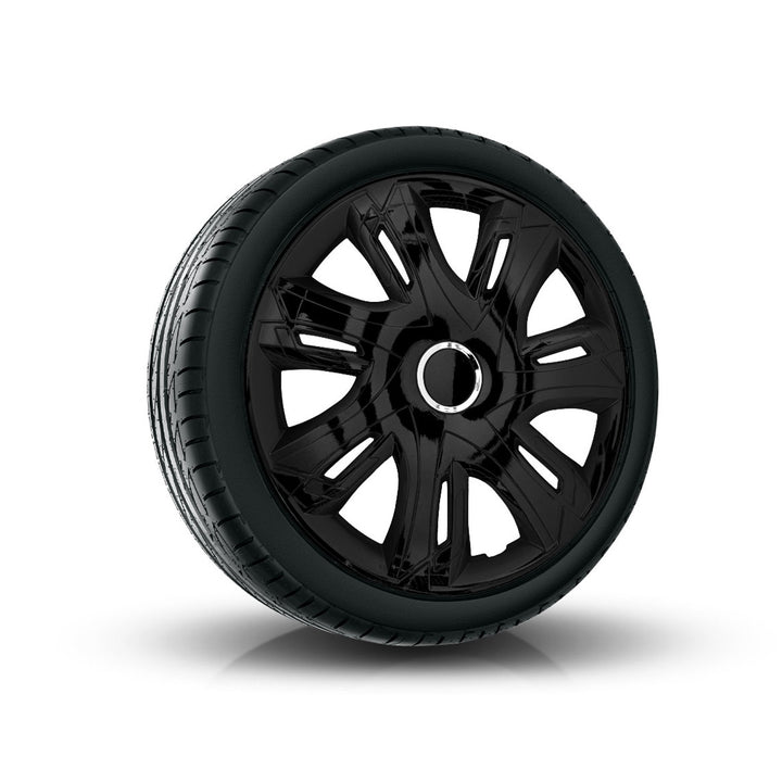 NRM Supernova Enjoliveurs de roue pour jantes en acier 4X Jeu de 4 enjoliveurs de roue pour voiture Véhicule automobile Convient à la plupart des marques et des jantes Plastique ABS (peint en noir, 14")