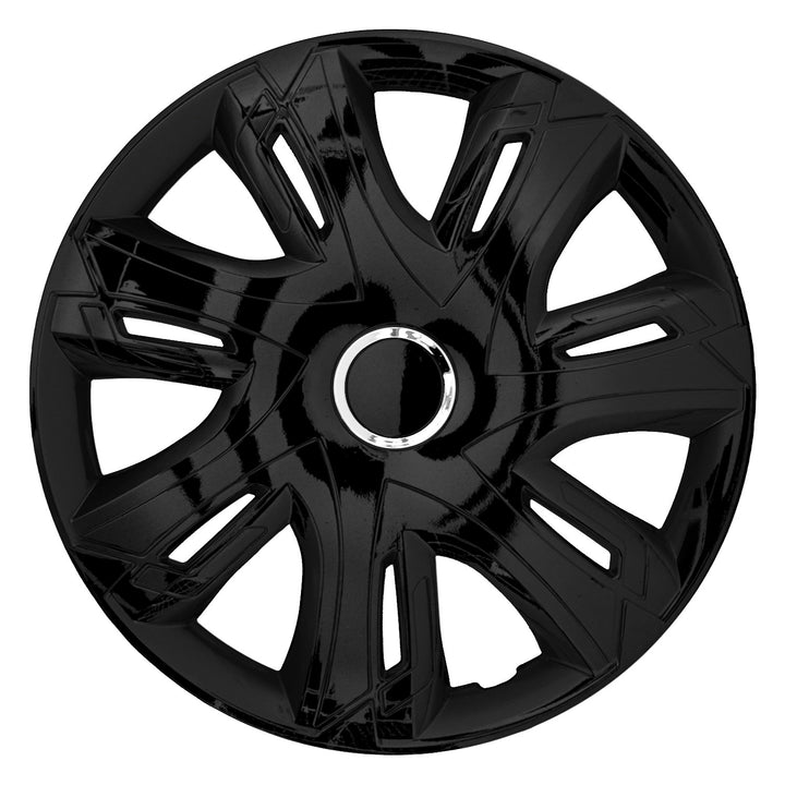 NRM Supernova Enjoliveurs de roue pour jantes en acier 4X Jeu de 4 enjoliveurs de roue pour voiture Véhicule automobile Convient à la plupart des marques et des jantes Plastique ABS (peint en noir, 14")