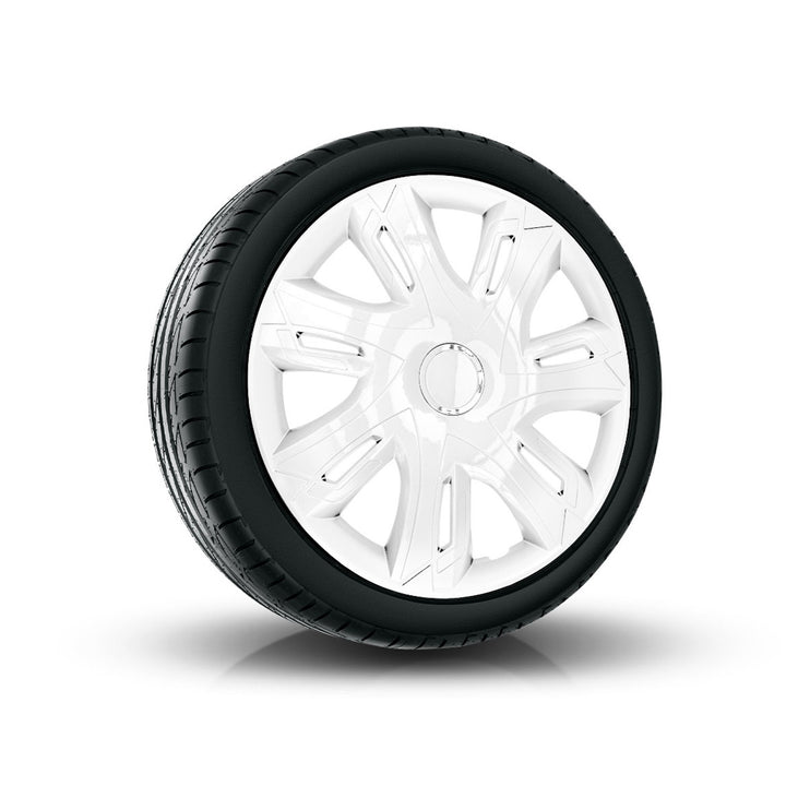 Supernova Enjoliveurs de roue pour jantes en acier 4X Jeu de 4 enjoliveurs de roue pour voiture Véhicule automobile Convient à la plupart des marques et des jantes Plastique ABS (peint en blanc, 14")