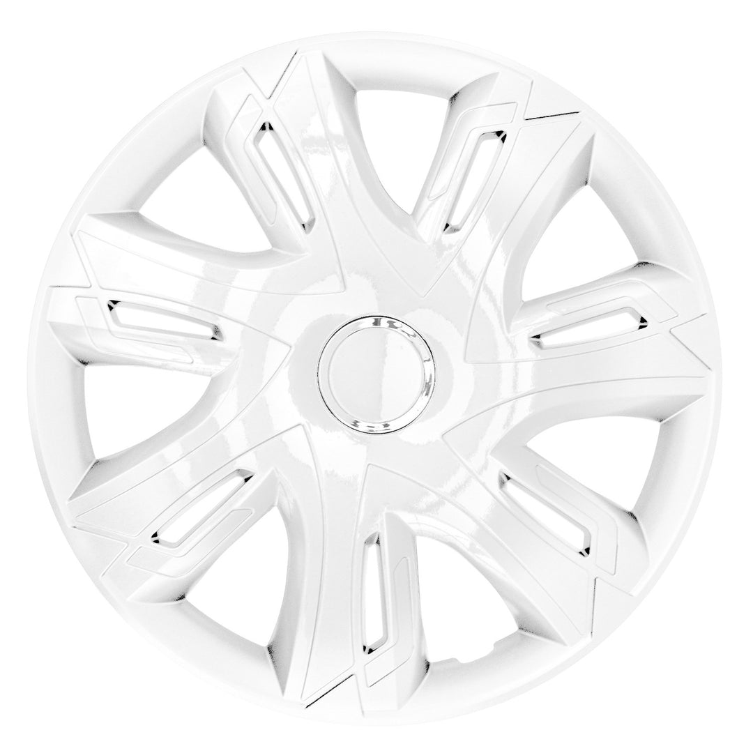 Supernova Wheel Covers For Steel Rims Hubcaps Set Of 4 Car Automotive Vehicle Suitable For Most Brands And Rims ABS Plastic White, 14"