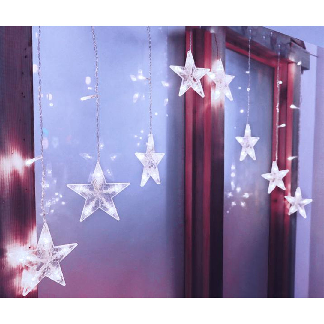 Fairy Light Curtain ML49Z 16 Icicles 136 LED 3m Stars Cold White Christmas Decoration