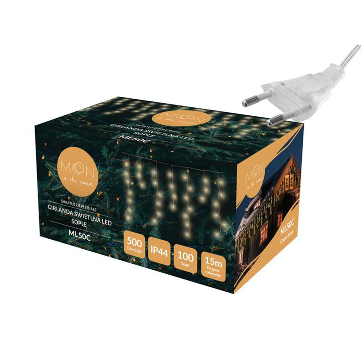 Moon in the Room - Licht Gordijn - 100 ijspegels / 500 Led  - 15m - Warm wit IP44