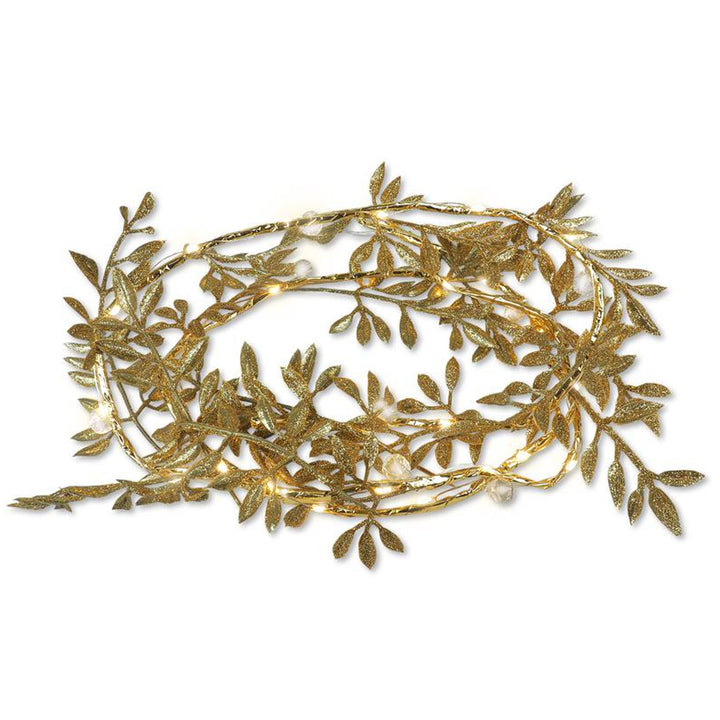 Fairy Lights Garland LED String Lights 1,8m Gold Glitter Leaves Warm White Battery