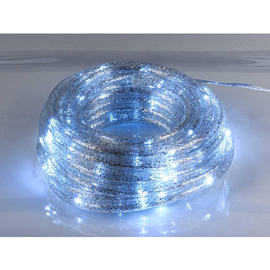 Cordon décoratif ML54SZ 100 LED 10m avec paillettes argent blanc froid IP44