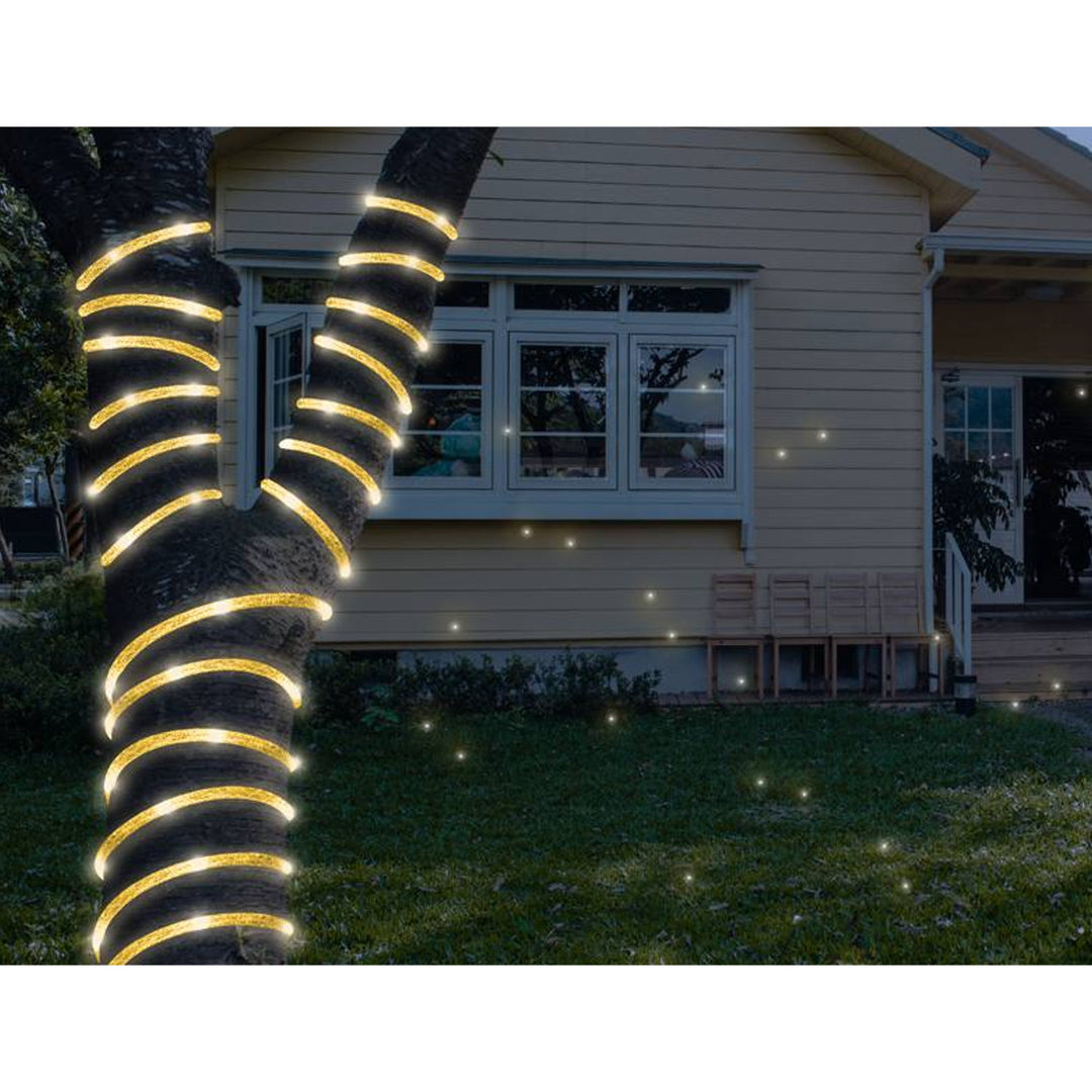 Cordon décoratif ML54GC 100LED 10m avec paillettes or blanc chaud IP44