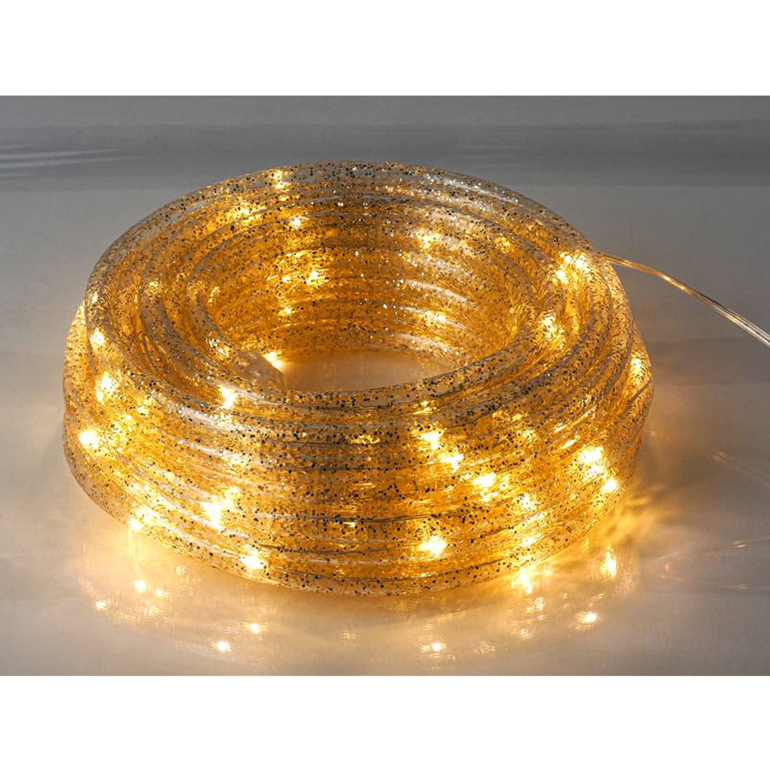 Dekorative String Fairy Lichter 100LED 10m Gold Glitter Warmes weißes Licht IP44