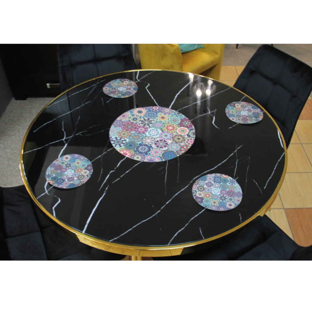 Round Felt Table Placemat Coaster 5-Piece Set Washable