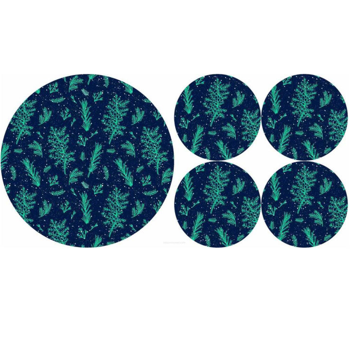 Set of round felt table placemats 1 + 4 - JUNIPER