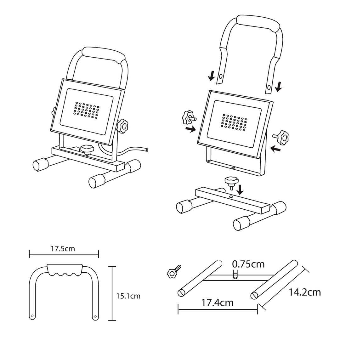 LED Flutlicht Strahler LED (Neutralweiß 4000K, 50W) +Bodentänder