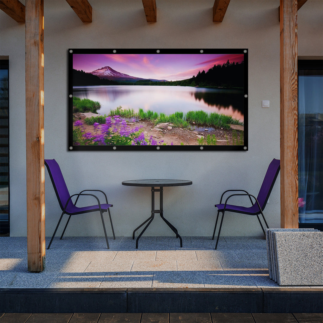 Maclean MC-980 Projection Screen, 84", 177x99cm, 25mm 16:9 Border, Tension Hooks, White