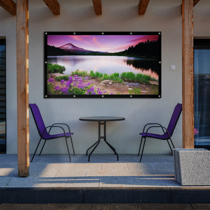 Maclean MC-980 Projection Screen, 84", 177x99cm, 25mm 16:9 Border, Tension Hooks, White