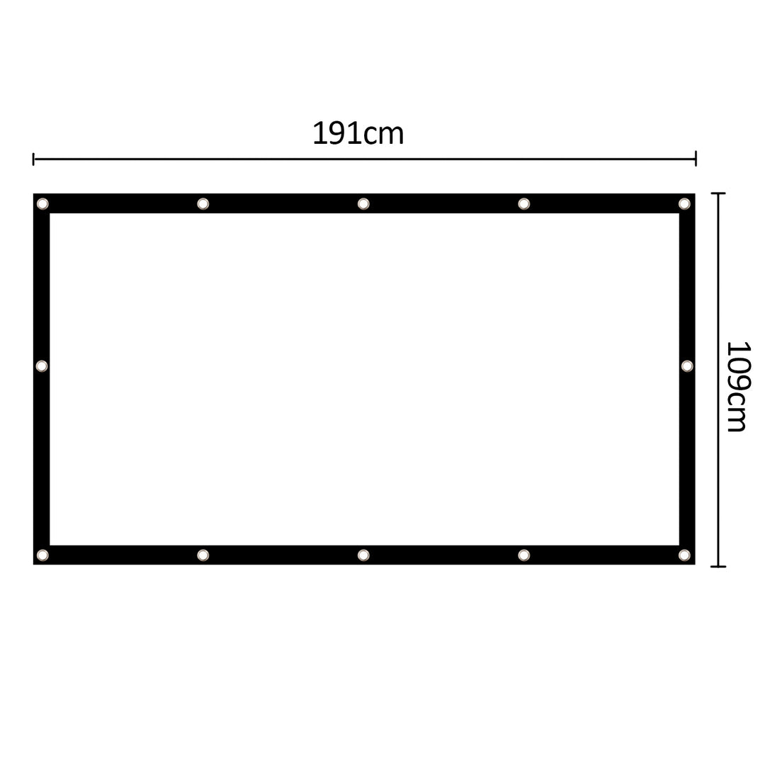 Maclean MC-980 Projection Screen, 84", 177x99cm, 25mm 16:9 Border, Tension Hooks, White