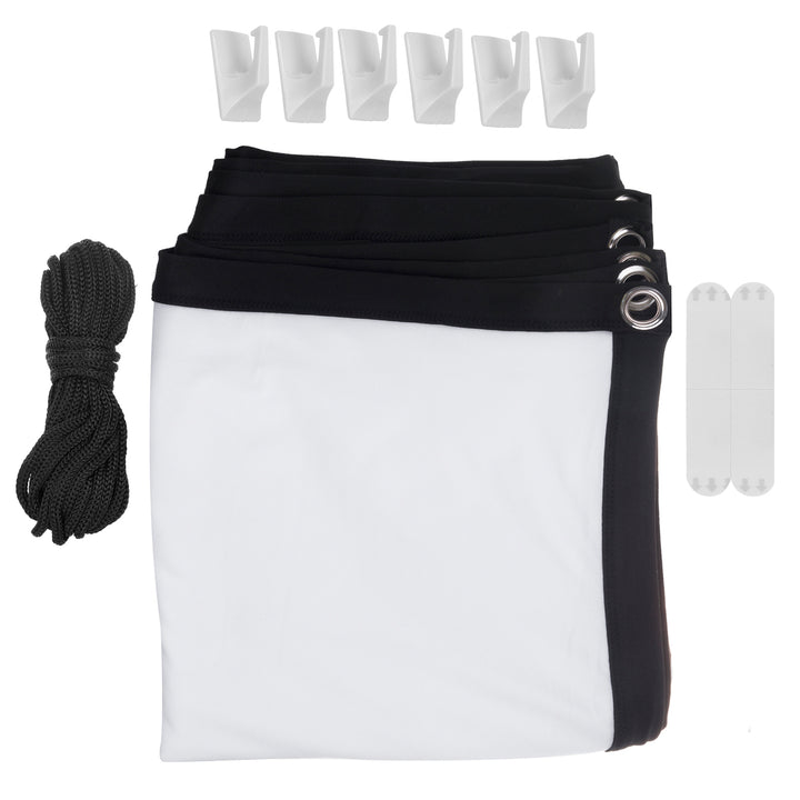 Maclean MC-980 Projection Screen, 84", 177x99cm, 25mm 16:9 Border, Tension Hooks, White