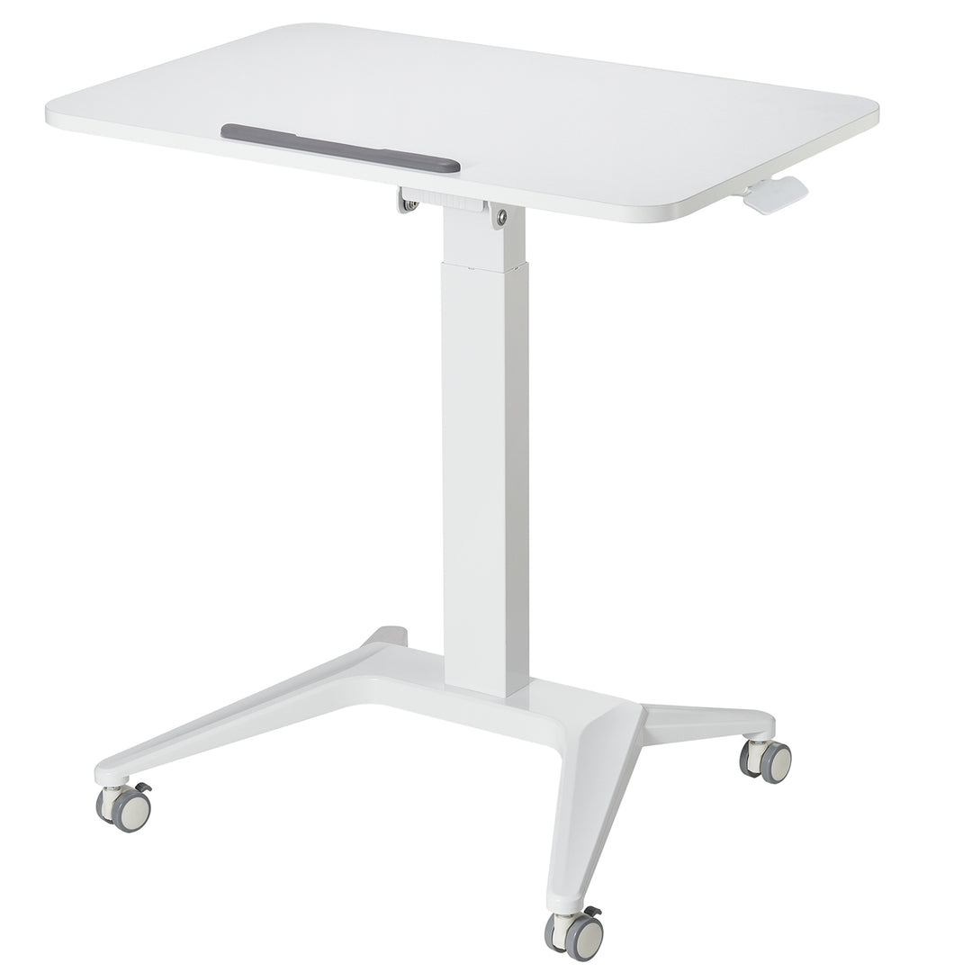 Maclean MC-453W Mesa Escritorio para Portátil, Ajuste Neumático de Altura, 80x52cm, 8kg máx, 109cm h, Color Blanco