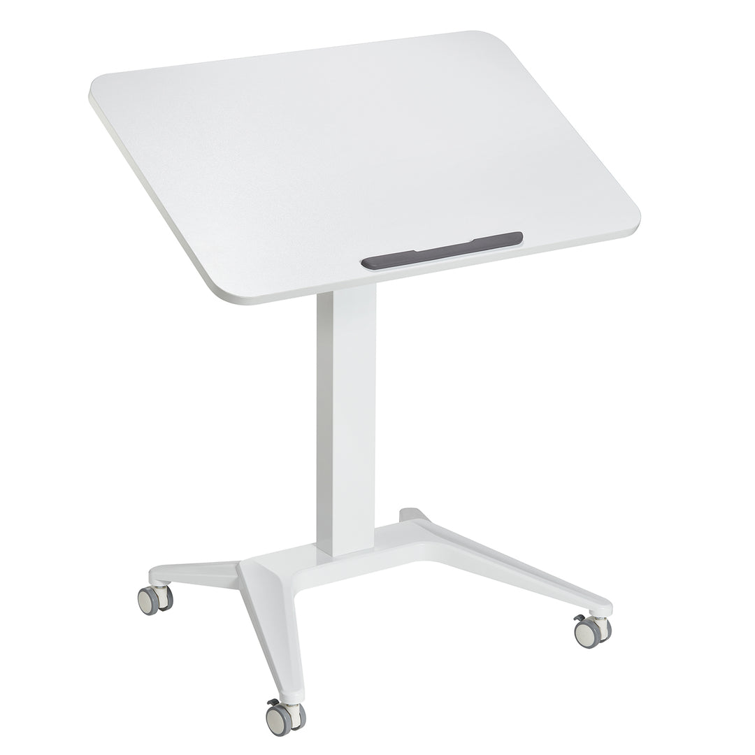 Maclean MC-453 Mobiler Laptop-Schreibtisch mit Pneumatischer Höhenverstellung Laptoptisch mit Rollen, 80x52 cm, max. 8 kg, Höhenverstellbar max. 109 cm (Weiß)