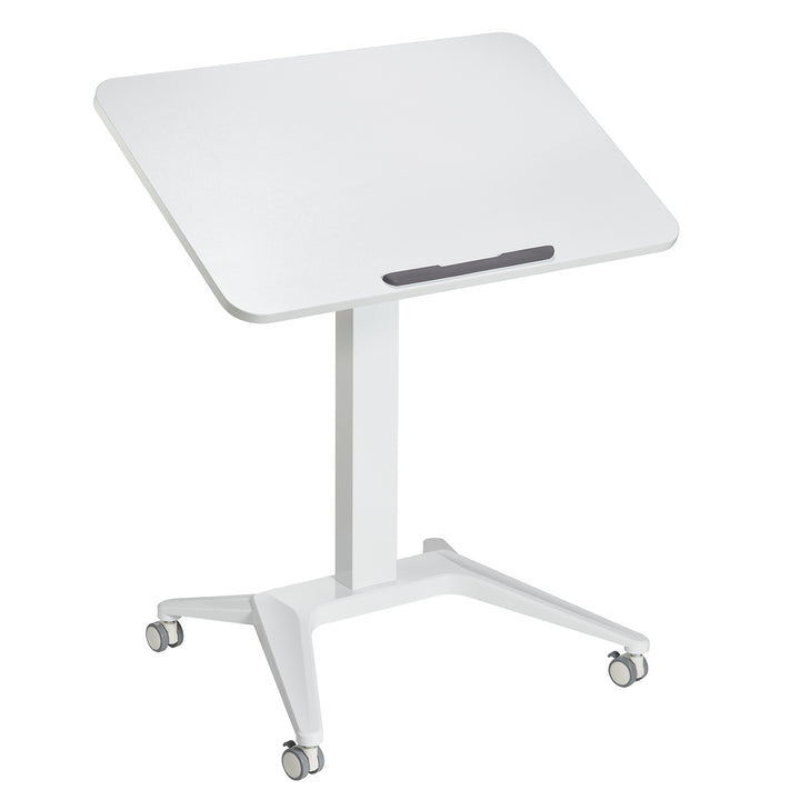 Maclean MC-453 W Mobile Laptop Desk with Pneumatic Height Adjustment, Laptop Table with Wheels, 80 x 52 cm, Max. 8 kg, Height Adjustable Max. 109 cm (White)