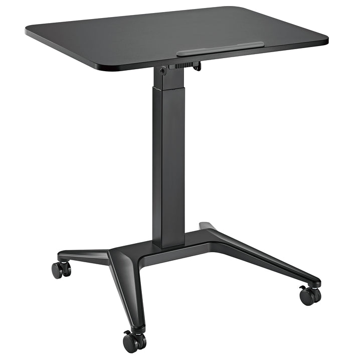 Maclean MC-453B bureau mobile pour ordinateur portable, noir, réglage pneumatique de la hauteur, 80x52cm, 8kg max, 109cm h, MC-453B