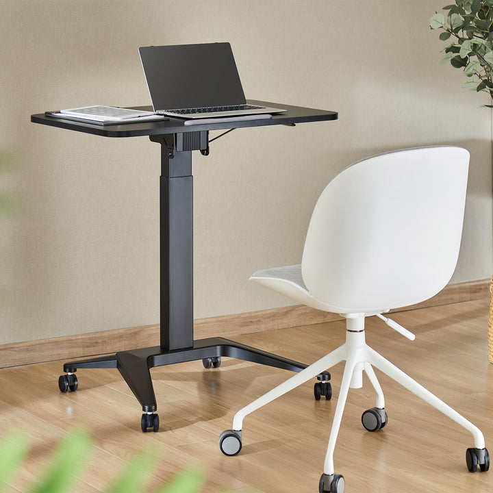 Maclean MC-453 B Mobile Laptop Desk with Pneumatic Height Adjustment, Laptop Table with Wheels, 80 x 52 cm, Max. 8 kg, Height Adjustable Max. 109 cm (Black)