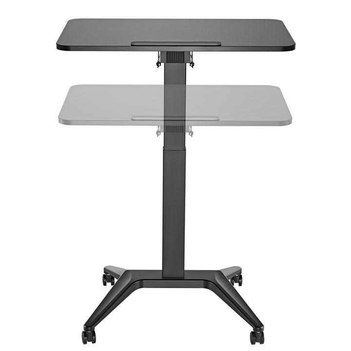 Maclean MC-453 B Mobile Laptop Desk with Pneumatic Height Adjustment, Laptop Table with Wheels, 80 x 52 cm, Max. 8 kg, Height Adjustable Max. 109 cm (Black)